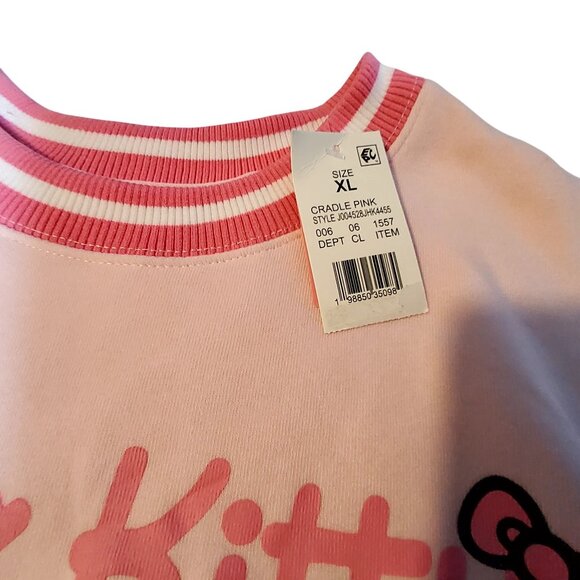 Hello Kitty Color Block Sweatshirt Soft Pink Pastel Kawaii Graphic Pullover S XL - Picture 2 of 7